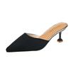 Kitten Heel Baotou Slippers Women Spring and Summer New Versatile Pointed Toe High Heels Stiletto Half Slippers