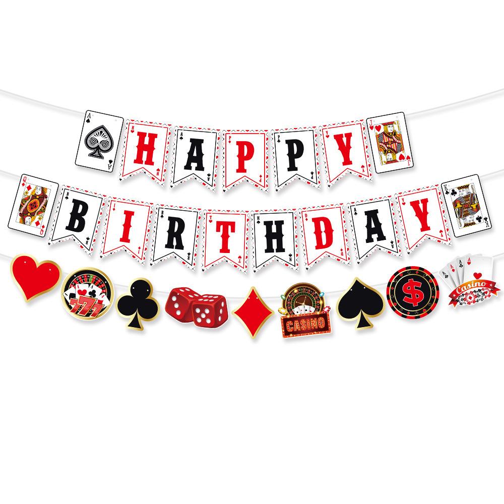Party Decoration Banner Birthday Party Background Decoration Poker Flag Setting Props