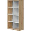 NOA Bookshelf - White and Oak - 8 Compartments - 137x71.5x33 Cm