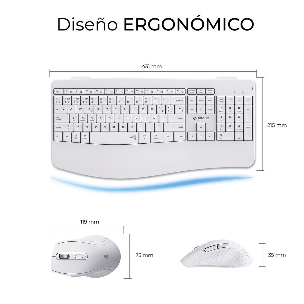 Keyboard and Mouse Subblim SUBKBC-DCOPW1 White Spanish Spanish Qwerty QWERTY