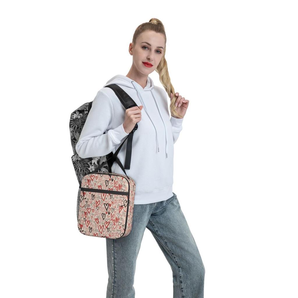 Love Pattern Insulated Lunch Bag for Kids School Cooler Thermal Food Box Tote Leakproof Lunch Boxes Container