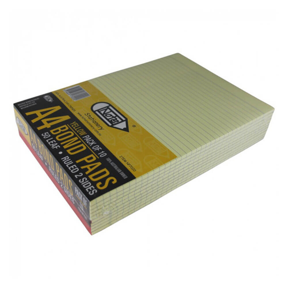 Writer Premium A4 beidseitig liniert Büroblock (10er-Pack) gelb