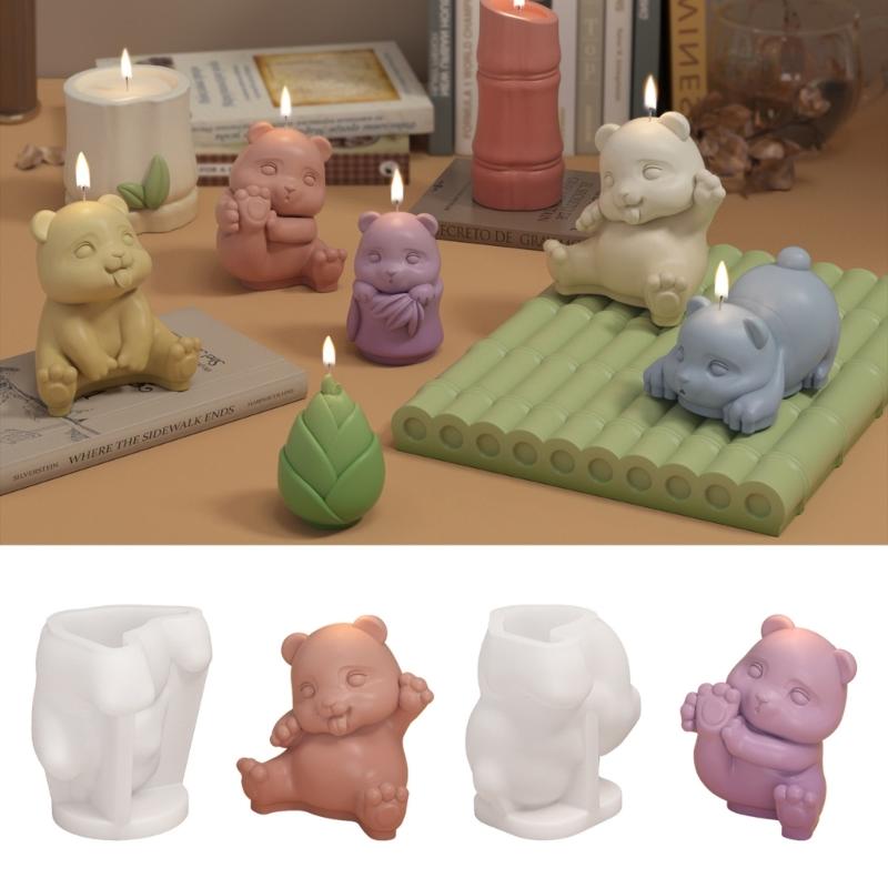 3D Panda Silicone Mould Bamboo Shoot Candle Molds Handmade Resins Molds Baking Molds DIY Castings Molds Home Decorations
