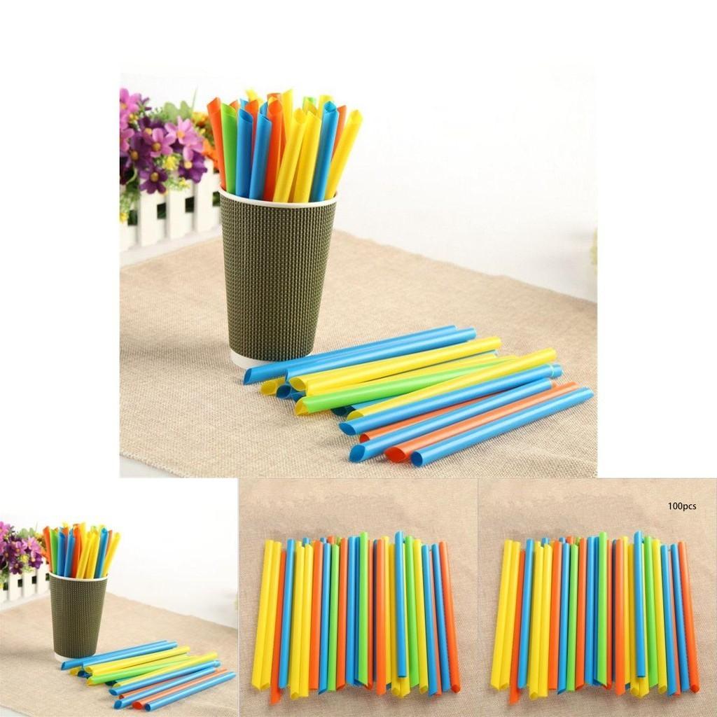 Colorful 100 X Disposable Large Drinking Straws Ideal For Bubble Tea And Milkshakes