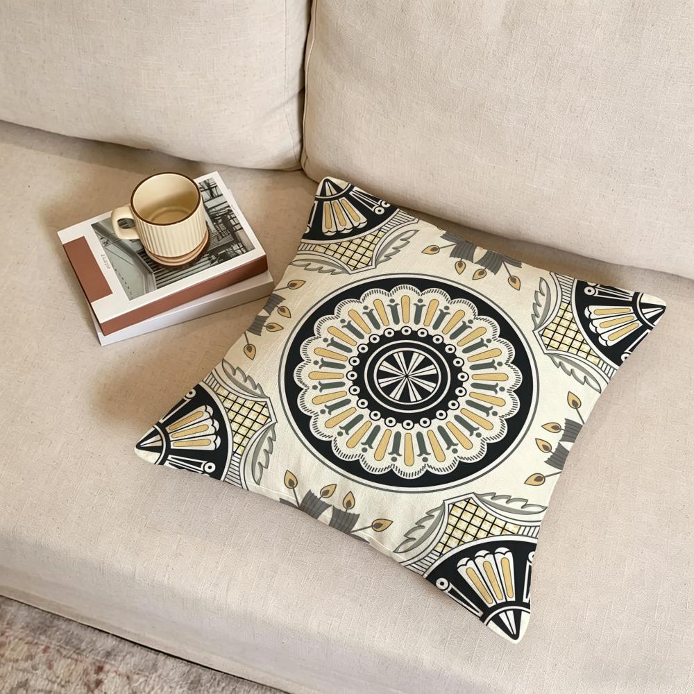 P-Iberian Floral Tile Cushion Cover Fabric Soft Furnishing,Pillowcase, Cushion Cover, Sofa Pillow, Home Decoration