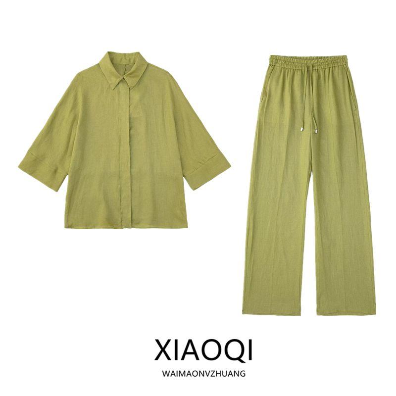 

Женская льняная рубашка свободного кроя в европейском и американском стиле с воротником поло Jackets S