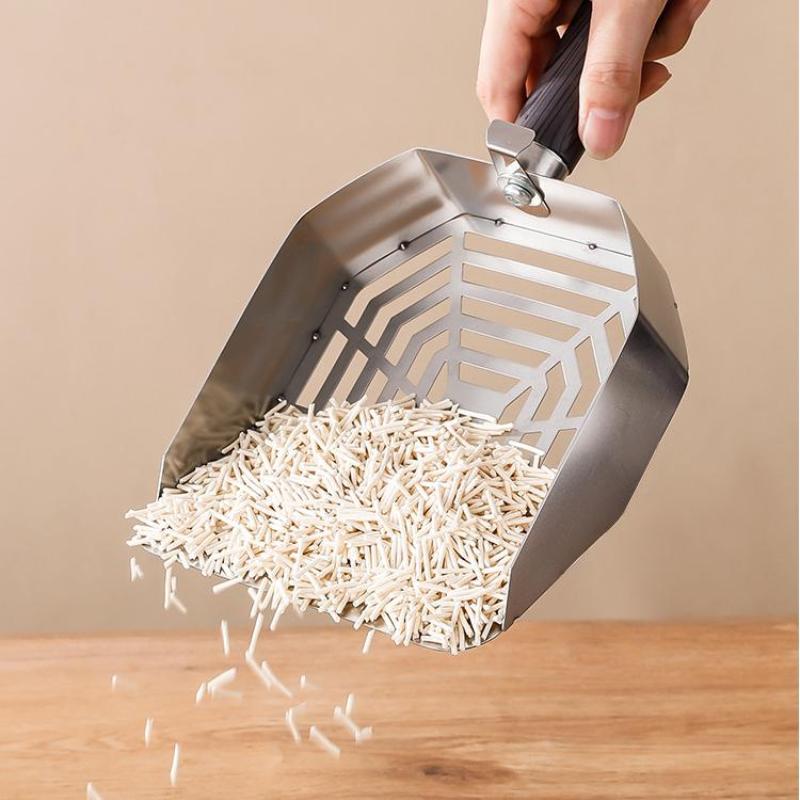 Stainless Steel Cats Litter Scoop Durable Long Handle Mesh Carbon Steel Large Size Scooper Litter Filter Pet Cleaning Tools