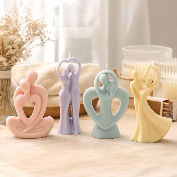 Flexible Figure Casting Forms, 4 Piece Couple Theme Set for Candle Projects with Gypsum Epoxy and Paraffin Pouring Use for Display Work