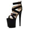 2025 summer sweet open-toe bag heel sandals women's 15cm thick-soled cross-strap stiletto suede high heels