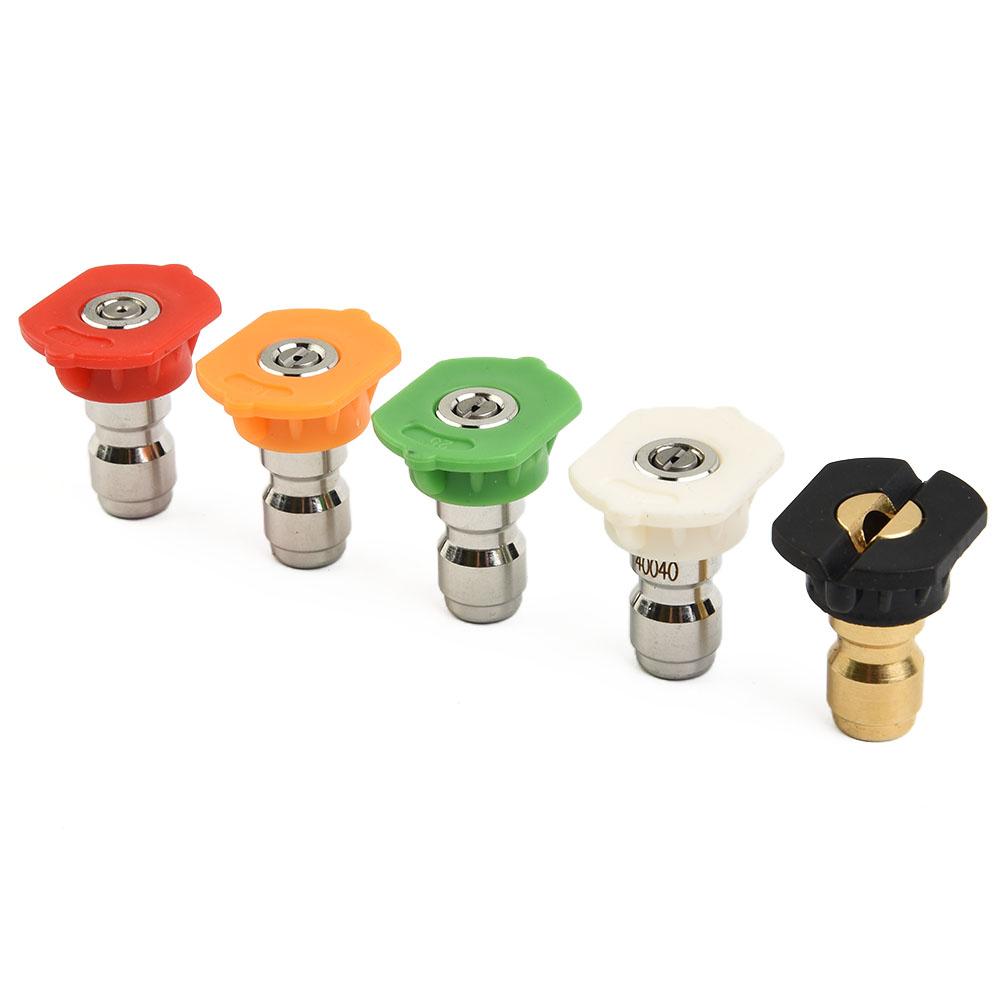 5pcs/Set 1/4'' Quick Connect Garden High Pressure Washer Spray Nozzle 0/15/25/40 Degree Watering Soap Nozzle Tip Garden Cleaning