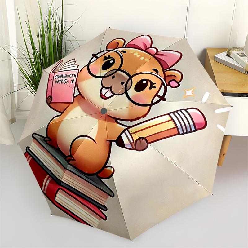 

Capybara Themed Travel Umbrella-8 Ribs Automatic Opening and Closing, Portable Folding Design, Compact and Stylish Umbrella Suitable for Out