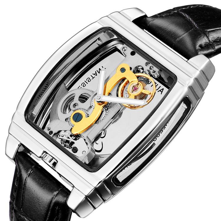 Lässige trendige Mode Single Bridge Herrenuhr Vollautomatische mechanische kreative Herrenuhr