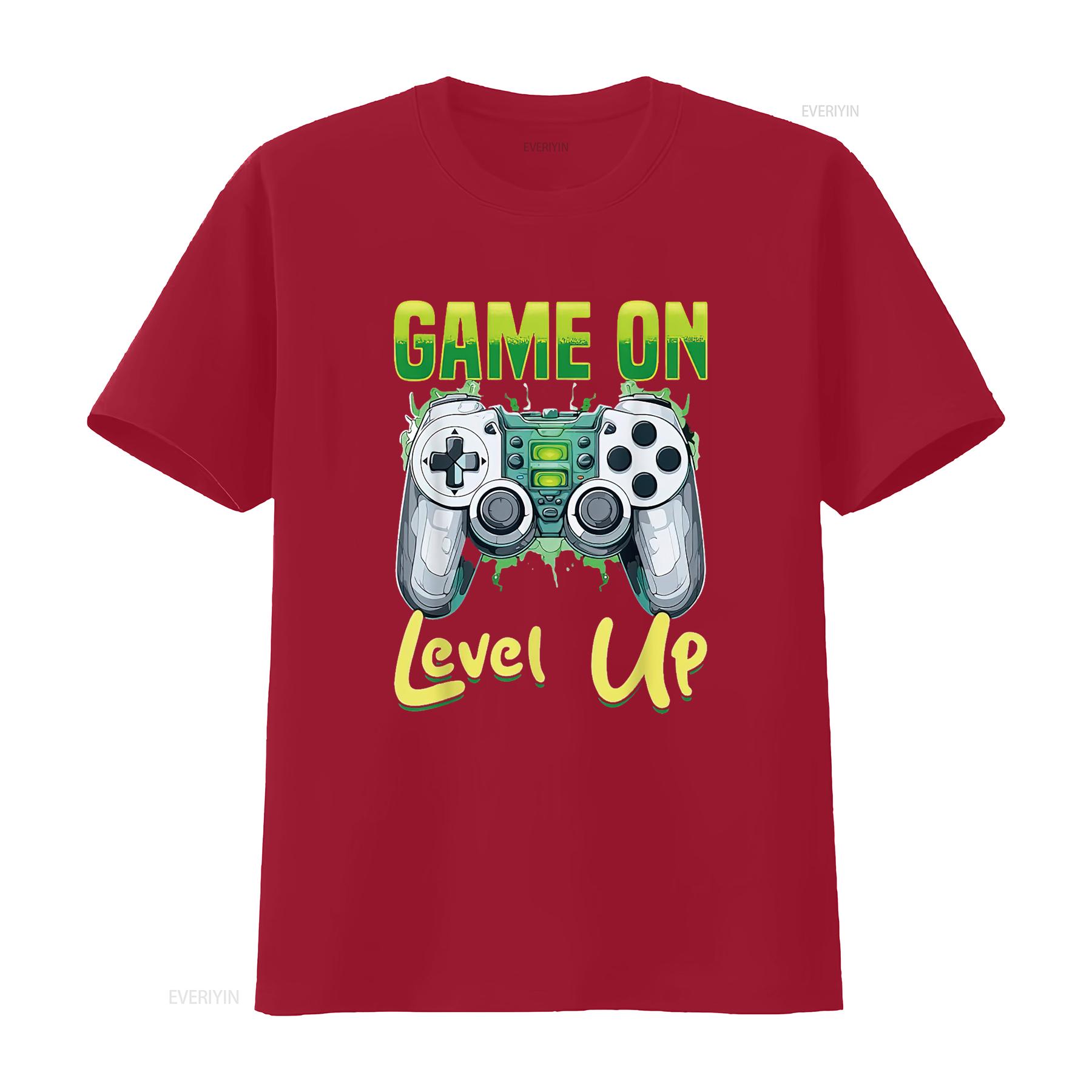 

Мужская футболка для геймеров, игровая, Game On , Level Up , черная, винтажная, стиранная, дышащая, универсальная, топ для повседневной носки, повседневный, унисекс S