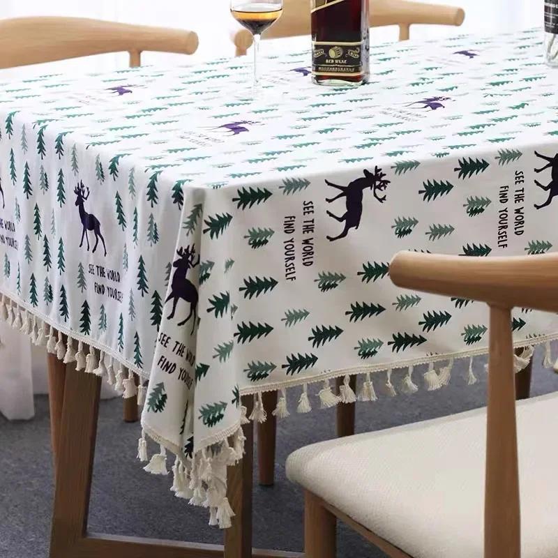 Christmas Themed Tablecloth Dining Table Cloth Christmas Decorative Party Table Cover Banquets Restaurants Kitchen Home Decor