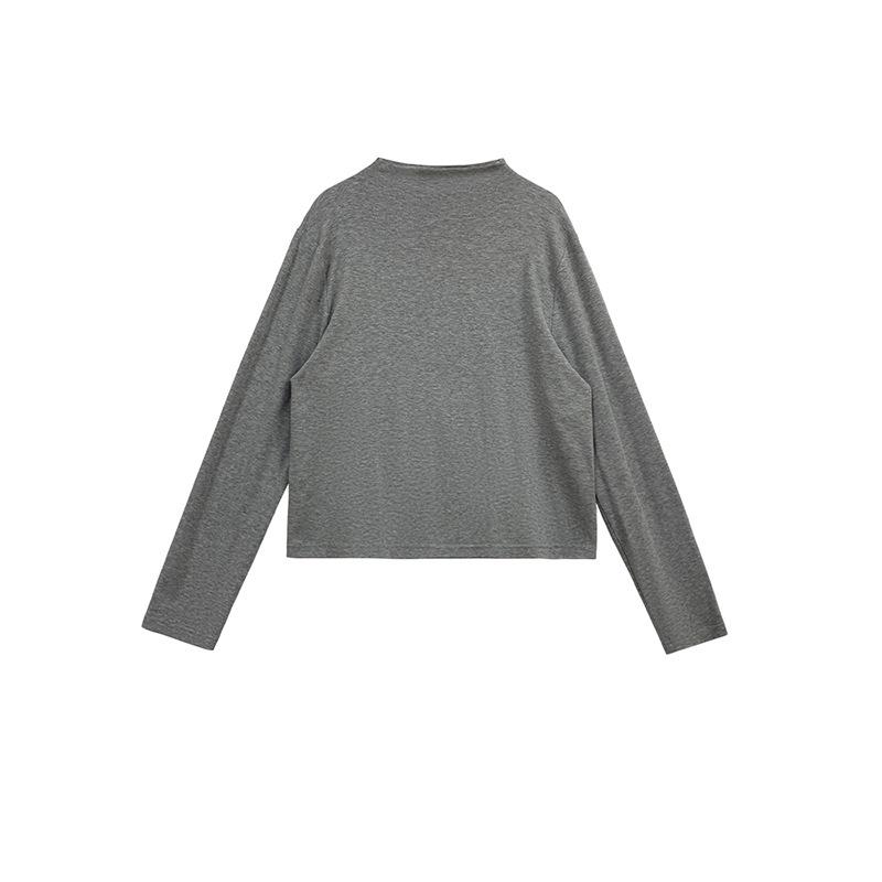 Женский большой бархатный топ с полувысоким воротником и длинными рукавами - мода осеньзима XL серый 2139₽