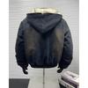 Giacca di jeans con cappuccio da uomo stile retrò americano - Cappotto invernale spesso, caldo, foderato in velluto con sensazione di alta gamma