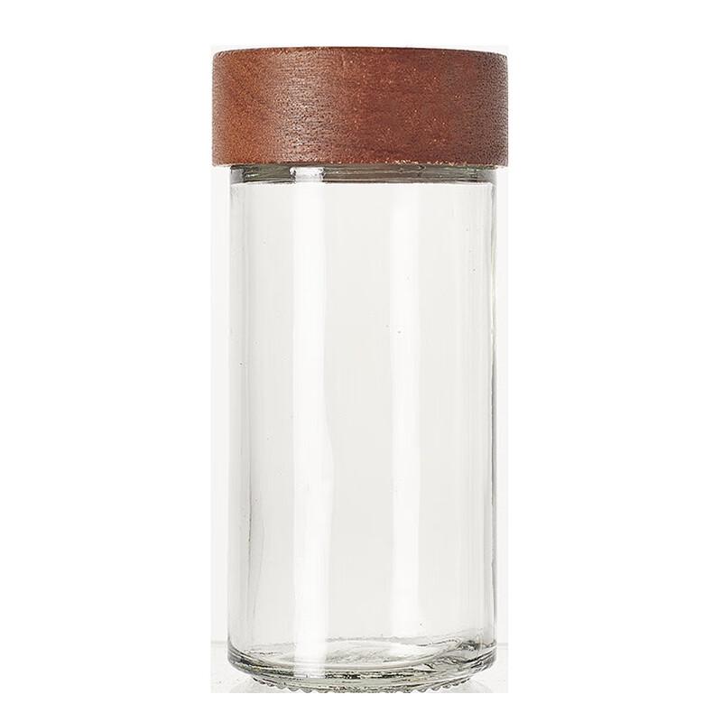 Glass Spice Jars with Acacia Wood Lids, 90ml Set of 6