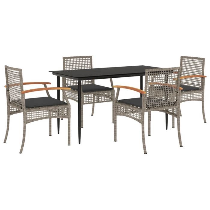 VidaXL 5-Piece Garden Dining Set with Cushions, Patio Table and Chair, Patio Furniture, Outdoor Furniture, 3213612