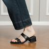 French Retro One-strip Summer New Slippers for Women with Thick Heels and Soft Sole, No Fatigue, Mid-heels and Outer Sandals
