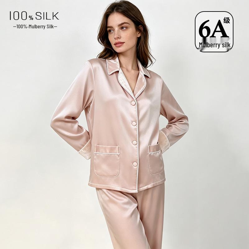 2026 Autumn/Winter Women's Heavyweight Silk Velvet Pajama Set - 100% Mulberry Silk, Long Sleeve & Pants.