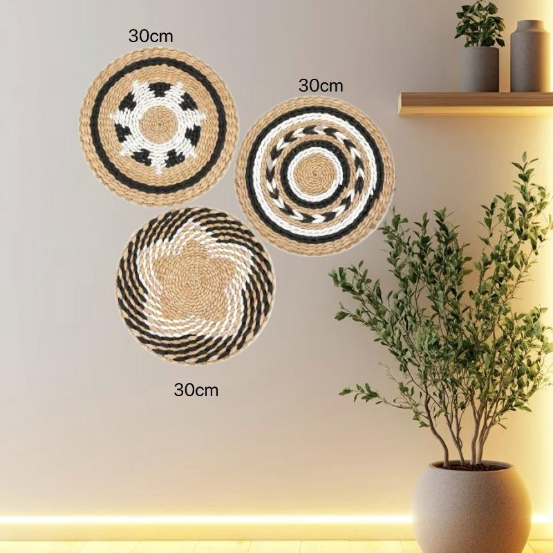 3/4/7pcs Bohemian Style Wall Basket Set Hanging Wall Basket Decoration Bohemian Style Wall Decoration Environmental Round Art