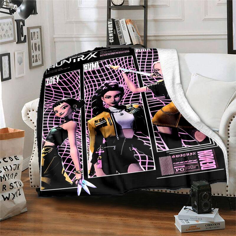 1pc Blanket Kpop Hunter12 Print Design, Lightweight Blanket for Sofa, Bed- Soft &Warm, Gift for All Seasons like Christmas, Halloween