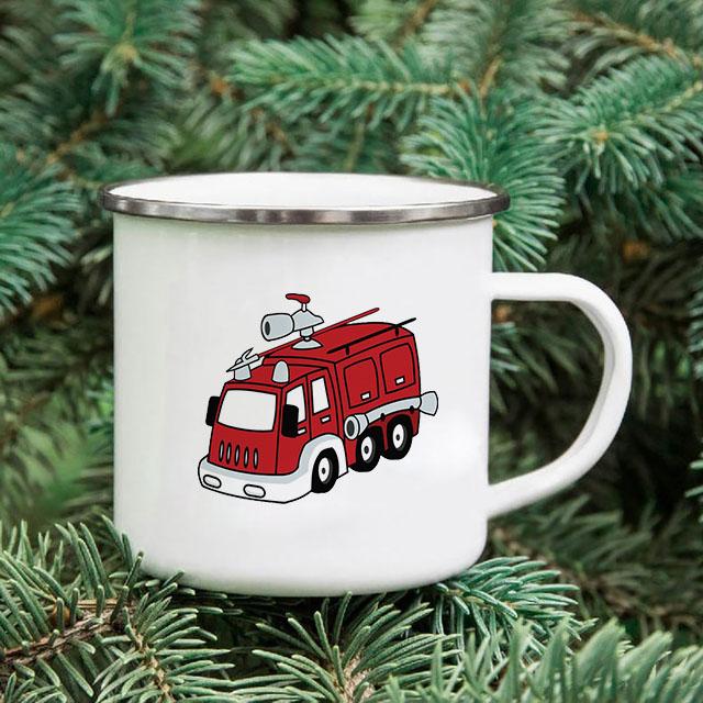 Rainbow Print Enamel Coffee Mugs Car Sibling Cup Outdoor Camping Tea Cups Tourist Tableware Picnic Utensils Creative Hiking Gift