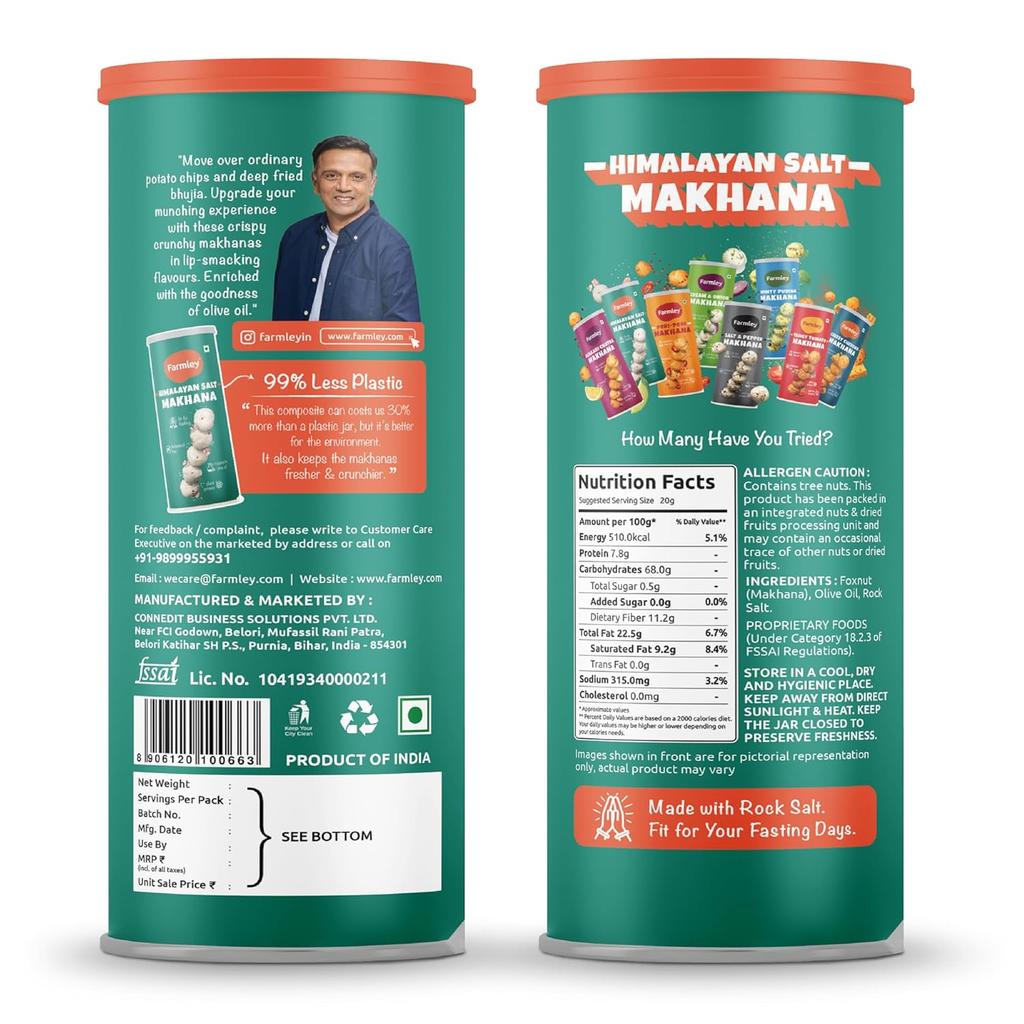 Roasted & Flavoured Healthy Makhana Snacks - Minty Pudina, Peri Peri, Tangy Tomato, Cream & Onion, Himalayan Salted | (Combo Pack of 5, 77 g Each)