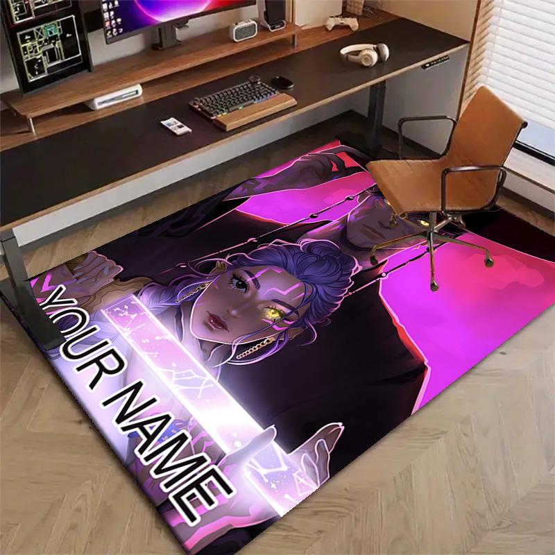 Custom KPop Demon Hunters Mat Personalized Name, Polyester Washable Indoor Entryway Rug, Gift for Christmas, Easter, Thanksgiving Day