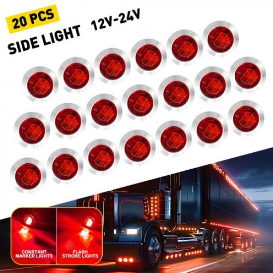 3/4 Inch LED Marker Lights Round Amber/Red/Blue/Green/White Clearance Brake Lamp