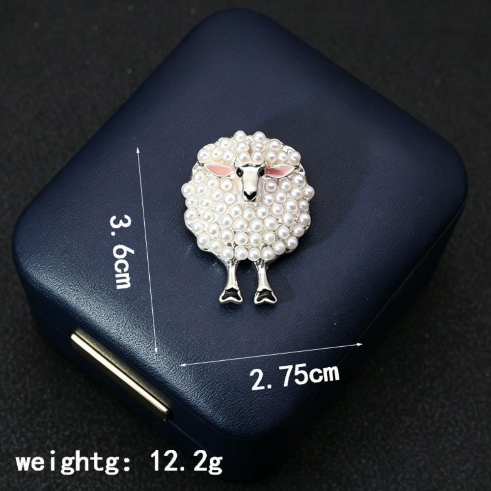 Shiny Rhinestone Sheep Brooch Faux Pearl Lapel Pin Gifts Cardigan Clip Clothing Accessories