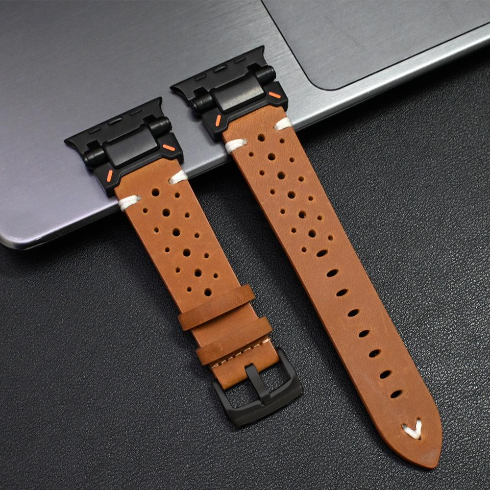 Luxury Leather Band for Apple Watch Ultra 3 49mm 11 46mm Bracelet for iWatch ultra 2 49MM Series 9 8 7 se 6 45mm 44mm Watchband