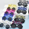 2026 Number Eyeglasses 2026 Happy  Year Glasses Diamond Glitter Sunglasses Cosplay Prop Xmas Party Decoration Funny Glasses
