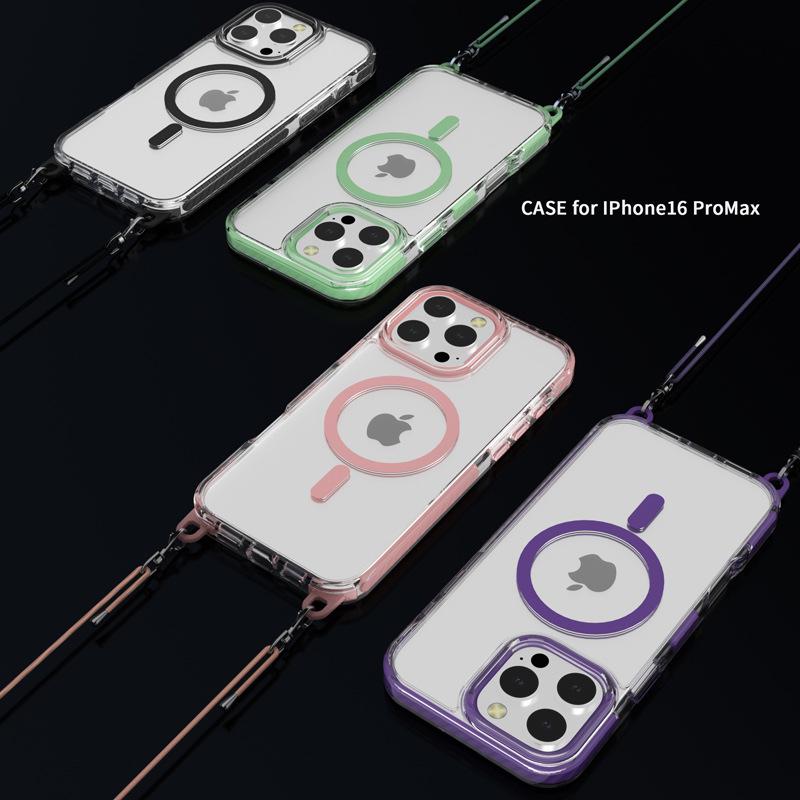 Durchsichtige magnetische Lanyard-Handyhülle für das iPhone 16 Pro