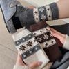 Ladies Autumn and Winter Warm Retro Color Contrast Wool Drum Pile Socks