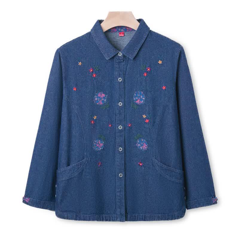 YUZHAOLIN Women's Floral Cotton Denim Jacket
