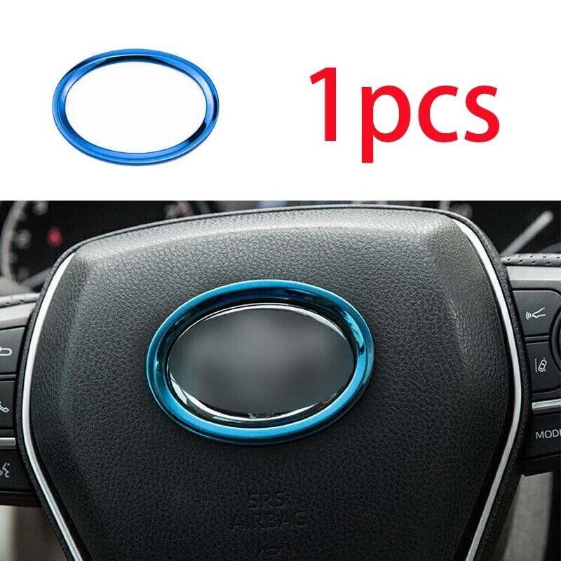 1pc Inner Steering Wheel Horn Ring Trim For Toyota Camry 2018-2023 Blue Titanium