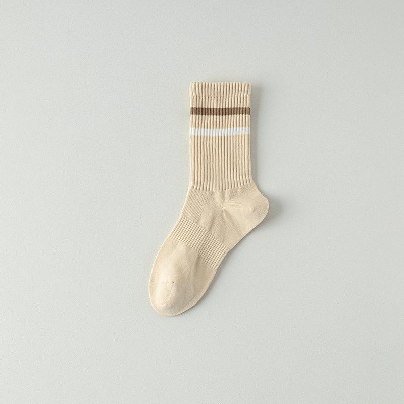 

Женские тонкие спортивные хлопковые носки-трубы без косточек в полоску для бега весной и летом 1 pair телесный