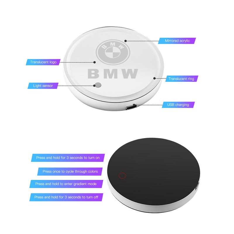BMW Car Glowing Coasters LED Light Water Cup Mat For BMW F30 F10 E90 F20 E46 E60 E70 E39 GT G30 G20 X7 Car USB Charging Coasters