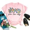 Peace Love Strawberry Fruit Print Women T Shirt Summer Short Sleeve O Neck Tshirt Fashion Lady Shirt Top Clothes