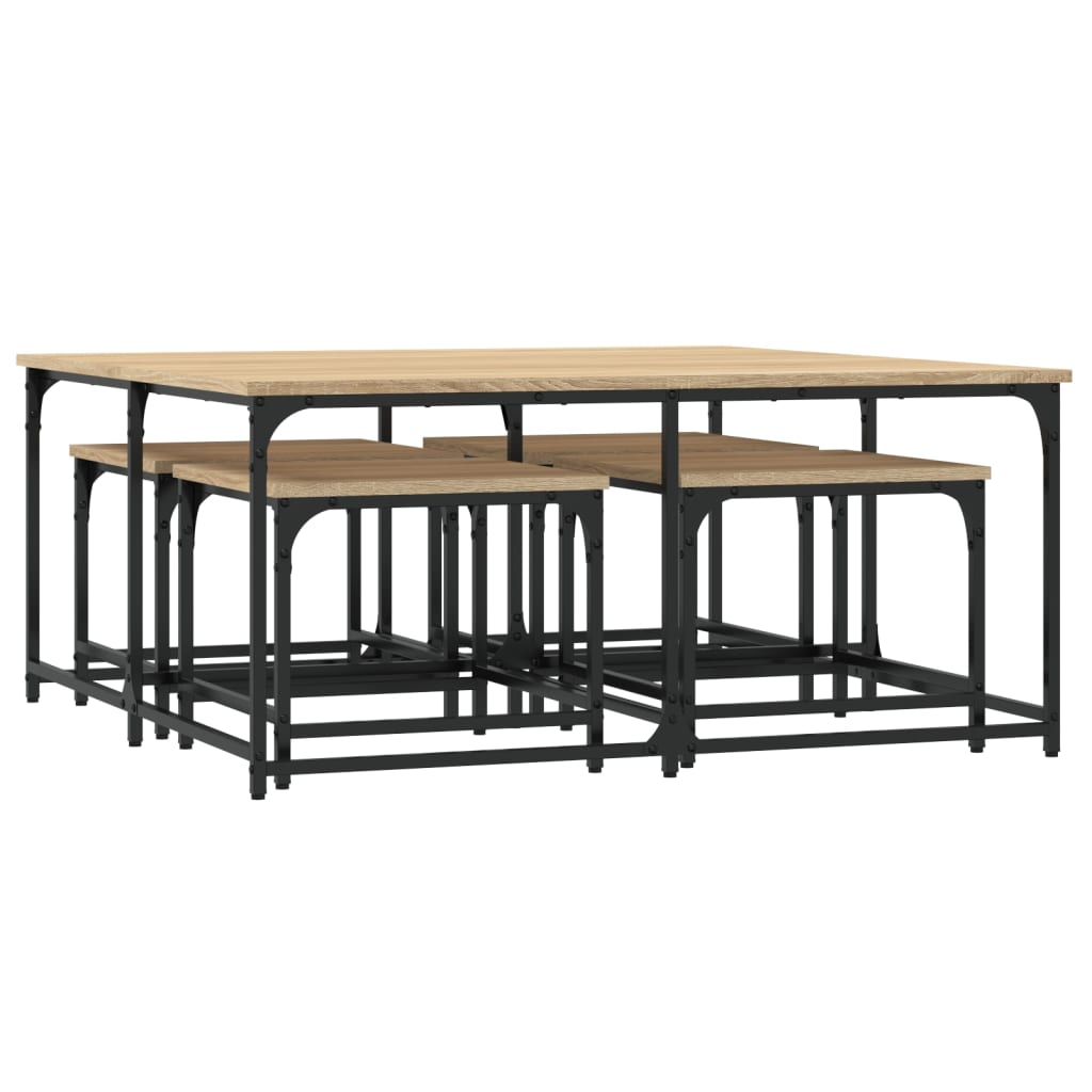 Coffee Tables, Nestable, 5 Pcs, Sonoma Oak