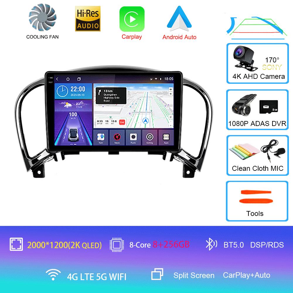 Car Radio Android 14 Carplay Auto For Nissan Juke YF15 2010 2011 2012 2013 2014 Multimedia Player WIFi+4G DSP 2 DIN Touch Screen