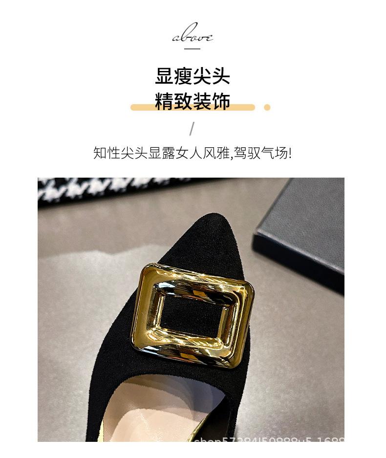 

Black high heels women s shoes thin heels new models not tired feet pointed temperament celebrity square buckle light mouth single shoes 35 чёрный