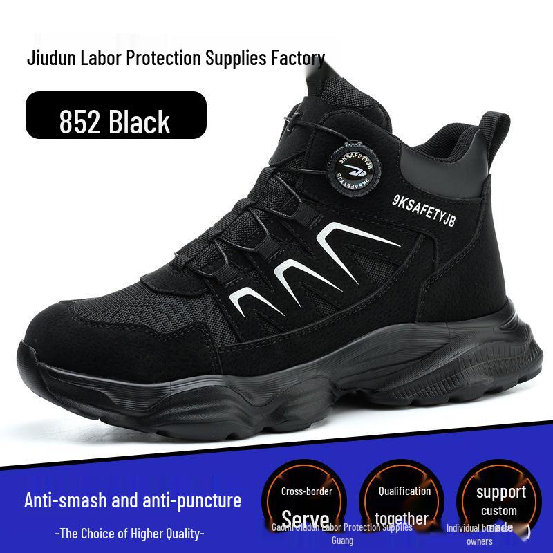 All-Season High-Top Microfiber Leather Work Boots: Anti-Smash, Anti-Puncture, Wear-Resistant, Comfortable for Long Standing