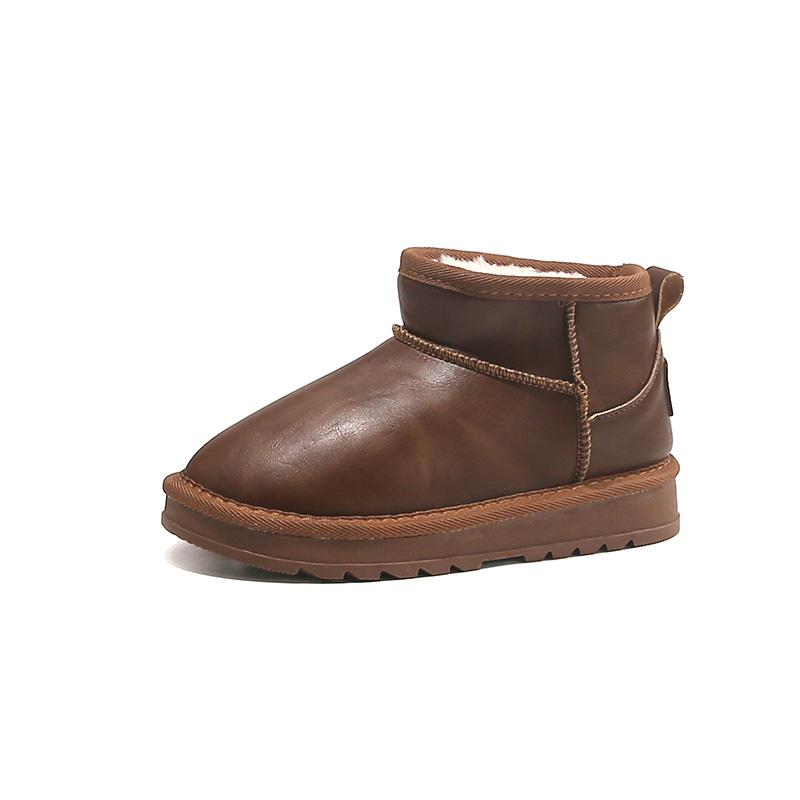 

Waterproof children s shoes, boys snow boots, winter style, girls cotton shoes, leather covered children s short boots 26 коричневый