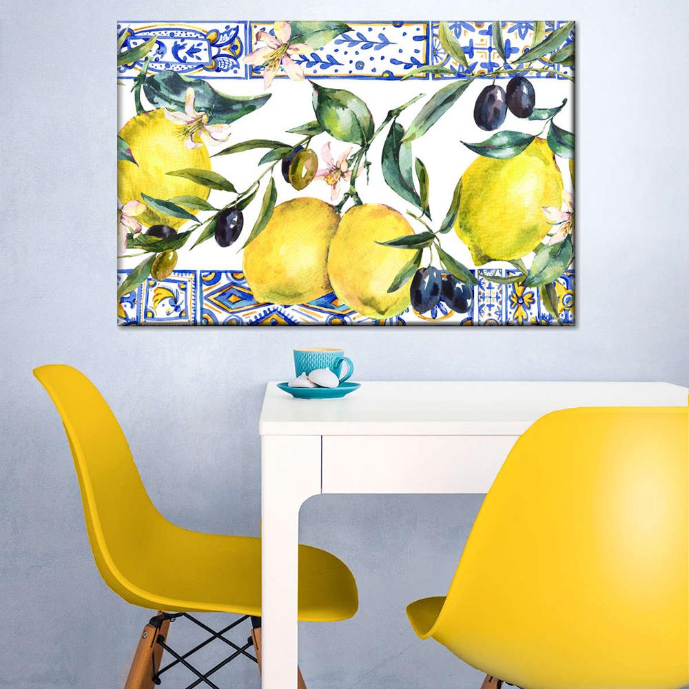 Modern Lemons And Olives Canvas Painting Wall Art Yellow Lemon Posters and Prints for Living Room Kitchen Wall Decor Cuadros