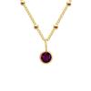 Stainless Steel Vacuum-Plated Birthstone Rhinestone Necklace for Women - Fashionable European & American Style