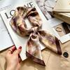 Commuter elegant flower silk scarf women's contrasting color retro printing satin scarf shirt with multi-purpose decorative small scarf