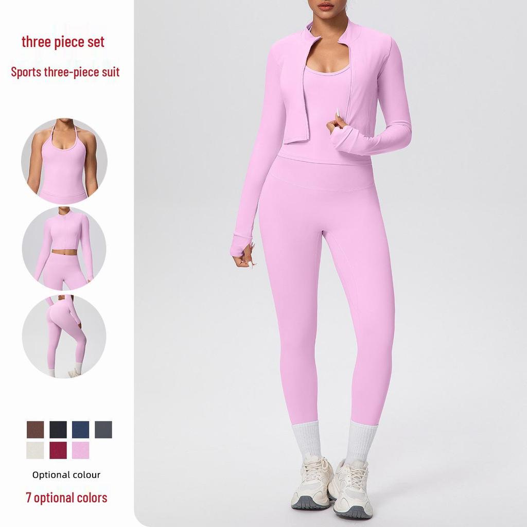 Women's Quick-Dry High-Waisted Sportswear 3-Piece Set: Breathable Yoga, Pilates, Running Fitness Outfit