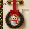 Holiday Party Souvenirs Mini Christmas Wreath Door Handle Decoration, Gingerbread/Angel/Bell/Snowman Artificial Pine Small Hanging Decor with